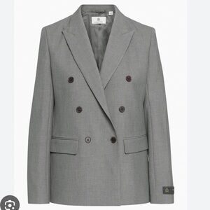 Aritzia Babaton Index Double Breasted Heather Iconic Grey Blazer Career Office